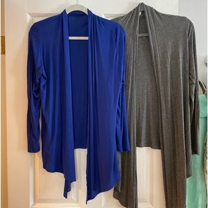 Two casual soft lightweight summer cardigans in blue and Gray m/l
